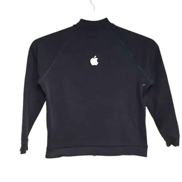 Apple Store Employee Full Zip Bomber Jacket Navy Blue White Logo Mens Medium - Picture 3 of 8